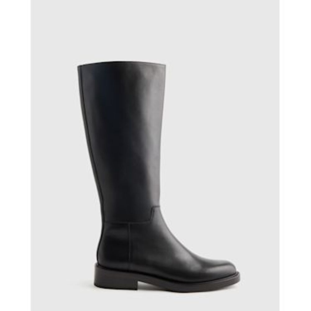Black Leather Knee-High Boots